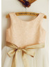 Blush Pink Sequin Ivory Tulle Knee Length Sparkly Flower Girl Dress